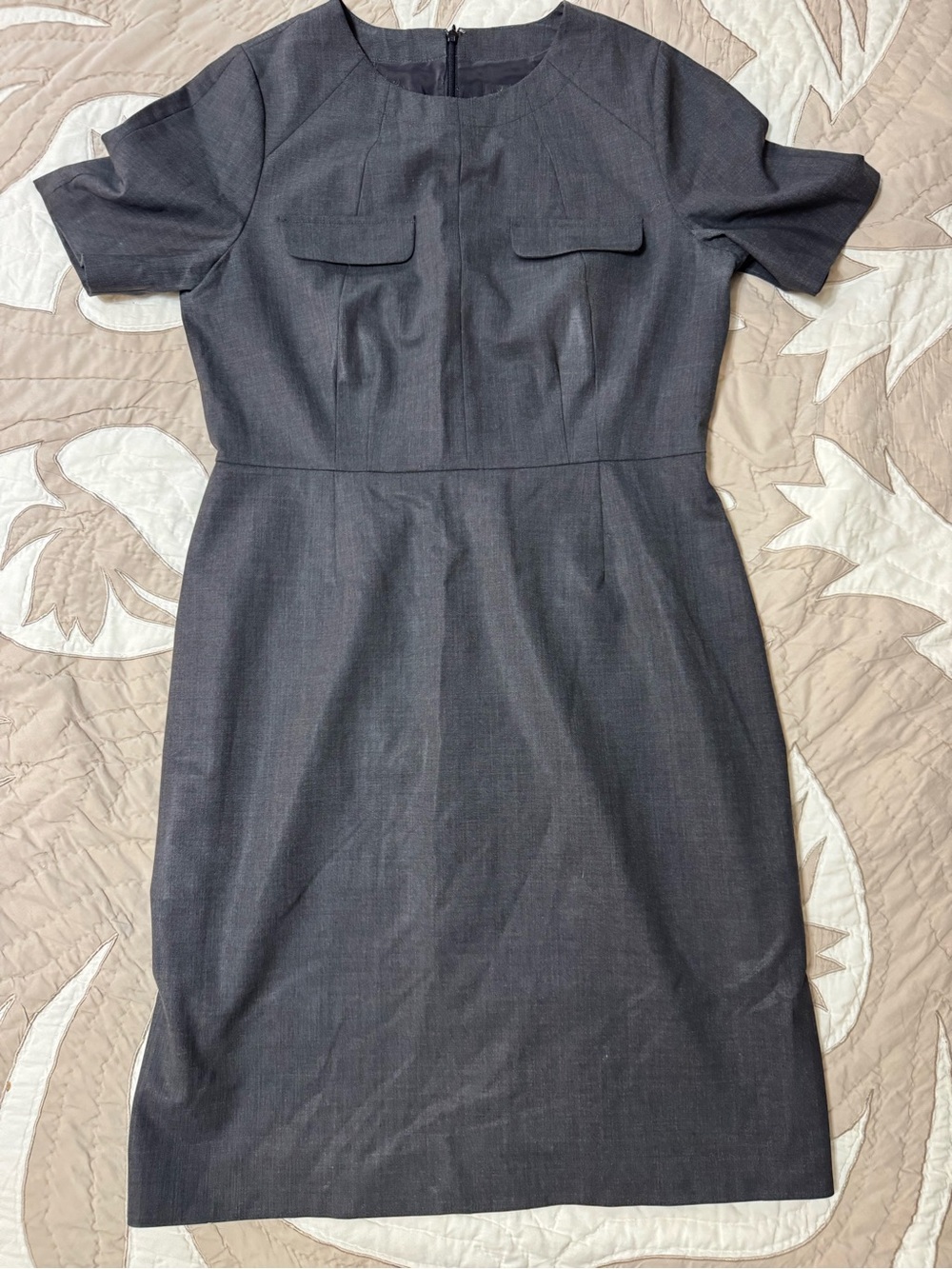 J. Crew Short-Sleeve Sheath Dress in Charcoal Gray
